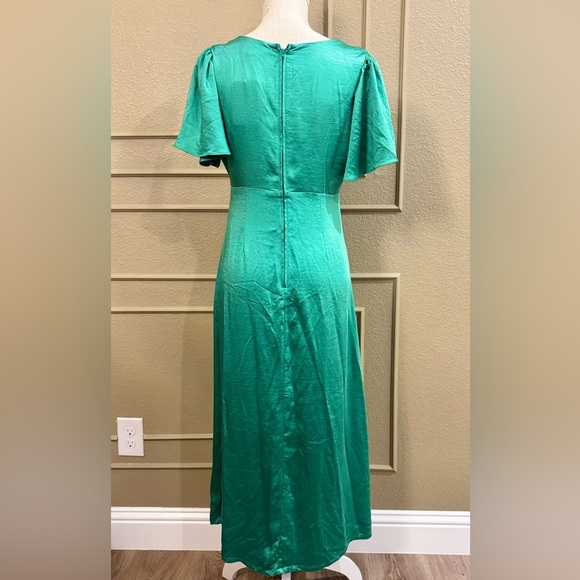 GIANNI BINI Women’s Green Midi Dress with Short Ruffled Sleeves. Size L - Picture 3 of 8